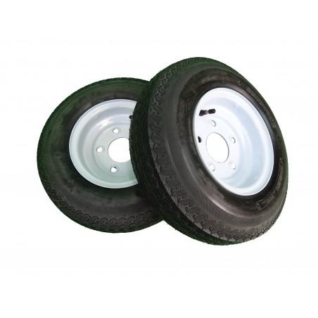 TWO 4.80-8 Deestone D901 Trailer Tires 6 ply rated on 5 Hole White Wheels