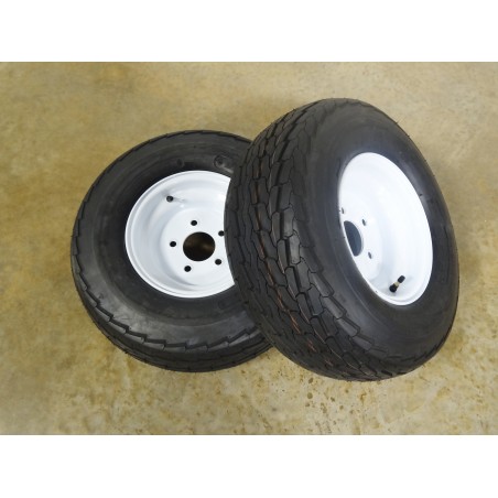 TWO New 20.5X8.0-10 Deestone Trailer Tires 12 PLY rated on 5 Hole Wheels with 4.5" bolt circle